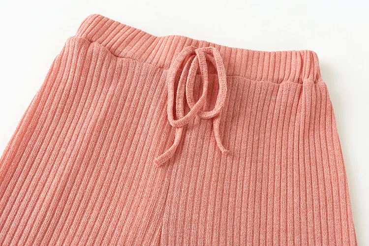 Casual home wear comfortable loose style knitted rib hooded two-piece pants sports suit women