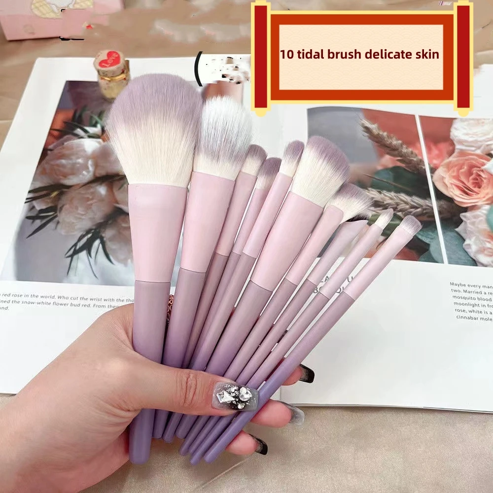 Custom Purple Women Beauty Make Up Tools Brush Vegan Cruelty Free Soft Synthetic Hair Eyeshadow Foundation Makeup Brush Set