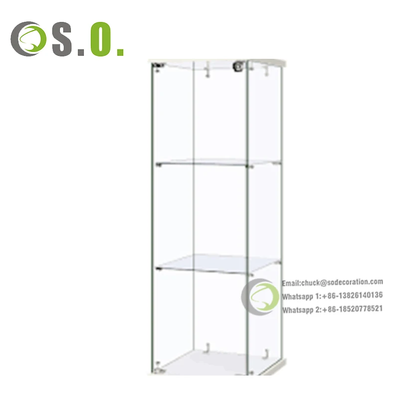 Aluminum Frame Full Extra Vision Glass Display Showcase Customized Aluminium Glass Showcase Glass Display Showcase