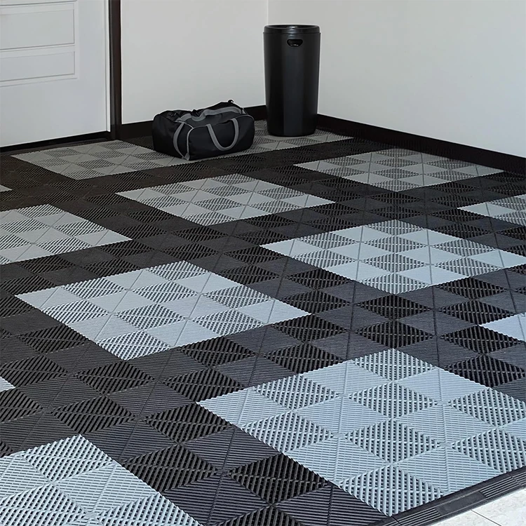 Plastic Vented Modular Interlocking Garage Floor Tiles Pvc Pp Garage Flooring Mat