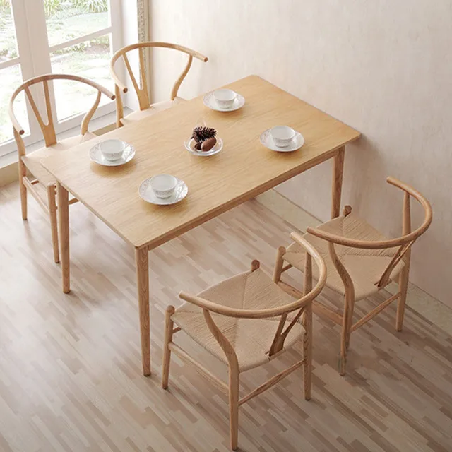 Wishbone Chairs Hand Weaving Courtyard  Outdoor Wood Chair Leisure Simple Ash Wood Material Wood Cane Chair