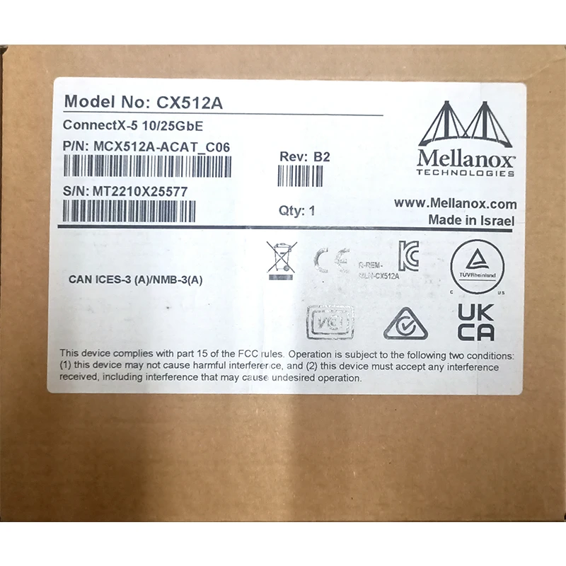 Mellanox NVIDIA MCX512A MCX512A-ACAT ConnectX-5 25gbe адаптер с двумя портами для беспроводная сетевая карта SFP28 PCIe Gen