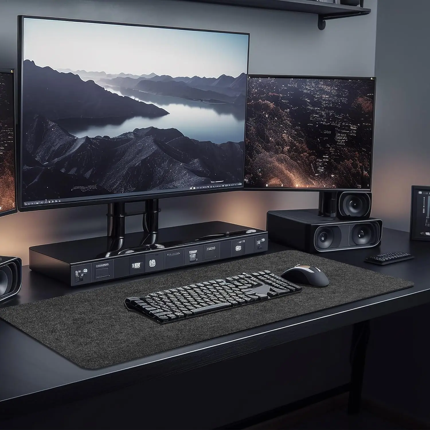 2024 New Design Custom Logo Large Extended Felt Base Desk Mouse Pad Protector Non-slip Writing Mat for Office