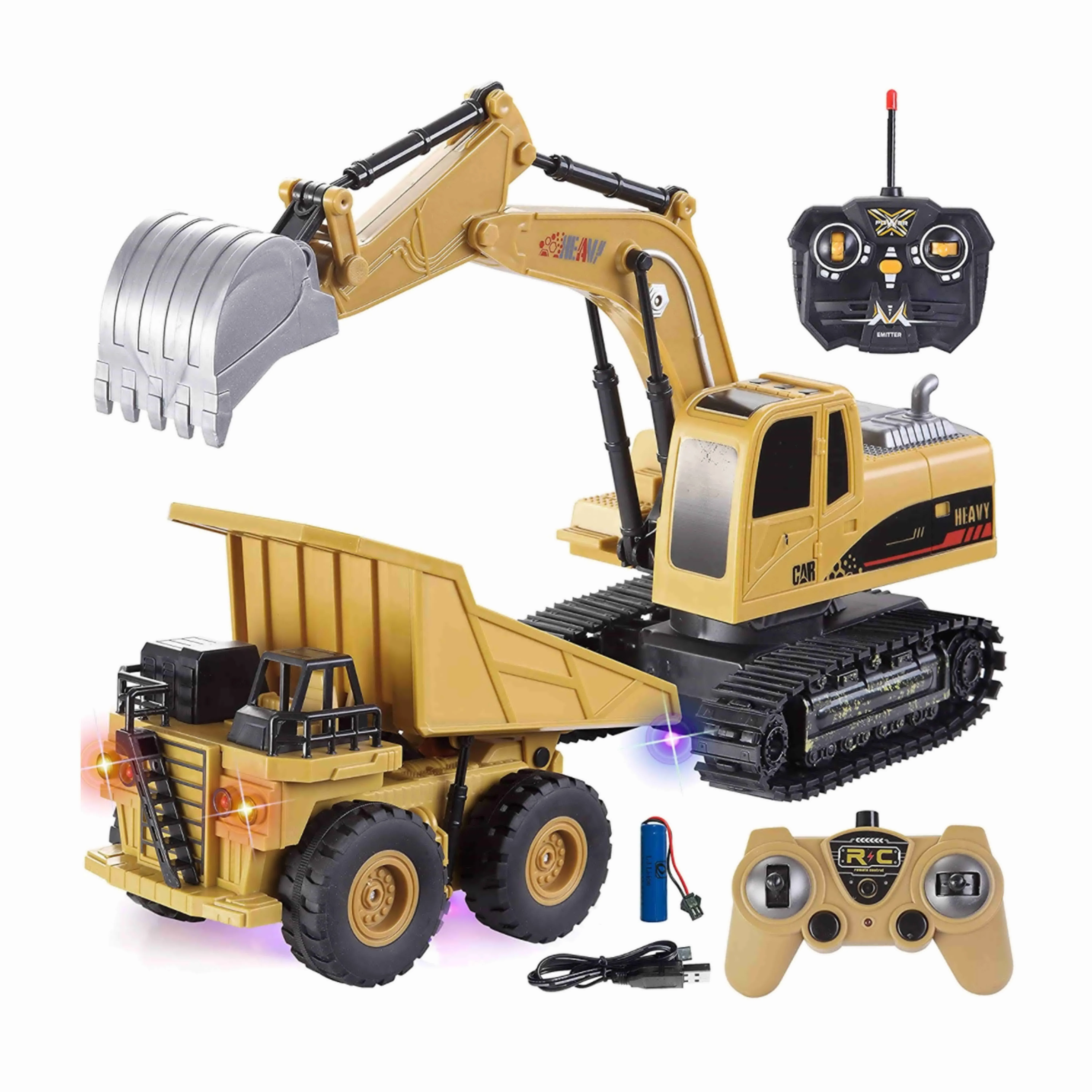 Remote control excavator toy truck rc toys construction vehicles for boys girls kids 1/24 rc tractor with rechargeable batteries (1600430871860)