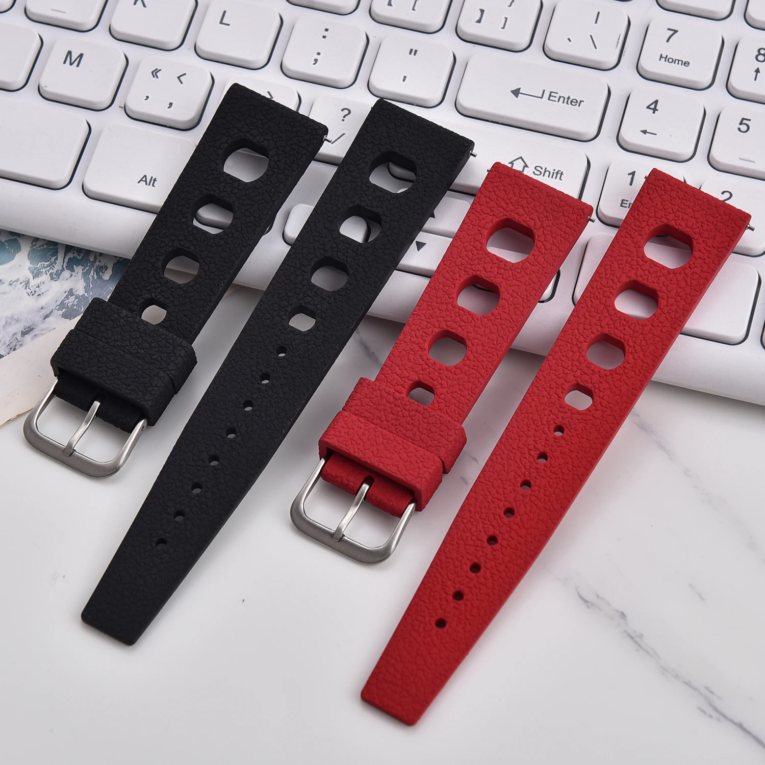 JUELONG 1960s 20mm Tropical 2.0 Fkm Rubber Watch Straps With Quick Release For Divering Watch Bands