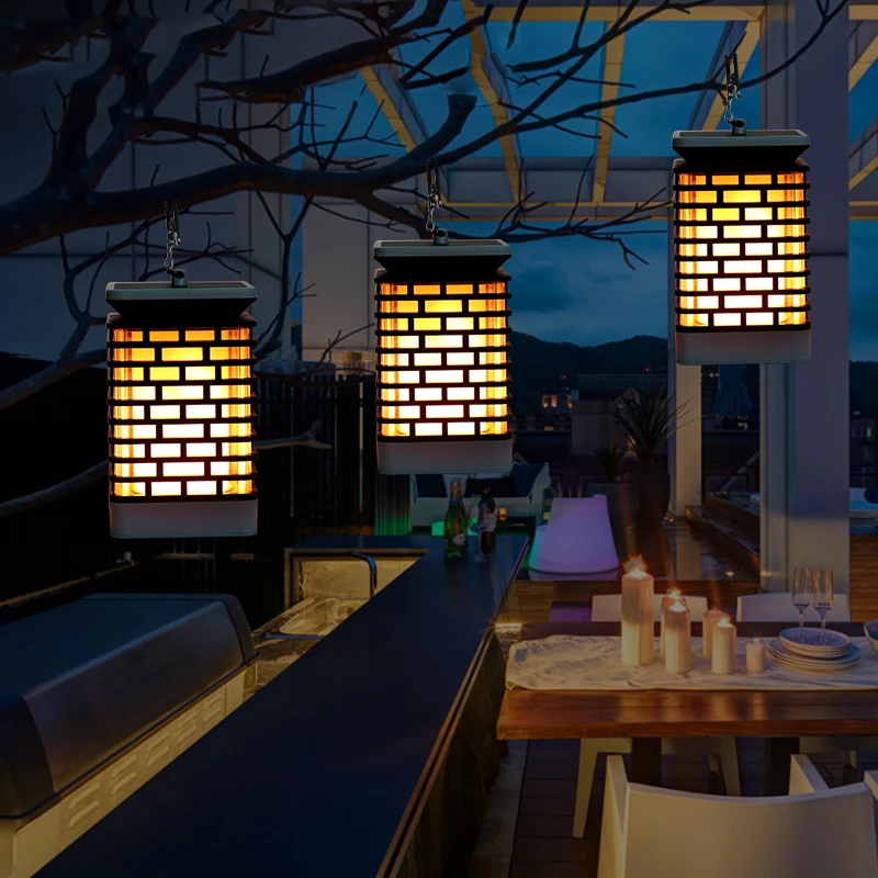 Solar Panel 99LED Solar Garden Light Chandelier Flickering Flame Lights Outdoor Hanging Lanterns Garden Decoration Lamp