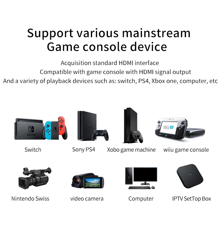  Hd-mi USB 3.0 Video Audio Capture Card Compatible With Windows Android IOS Linux for Live Streaming Broadcasting