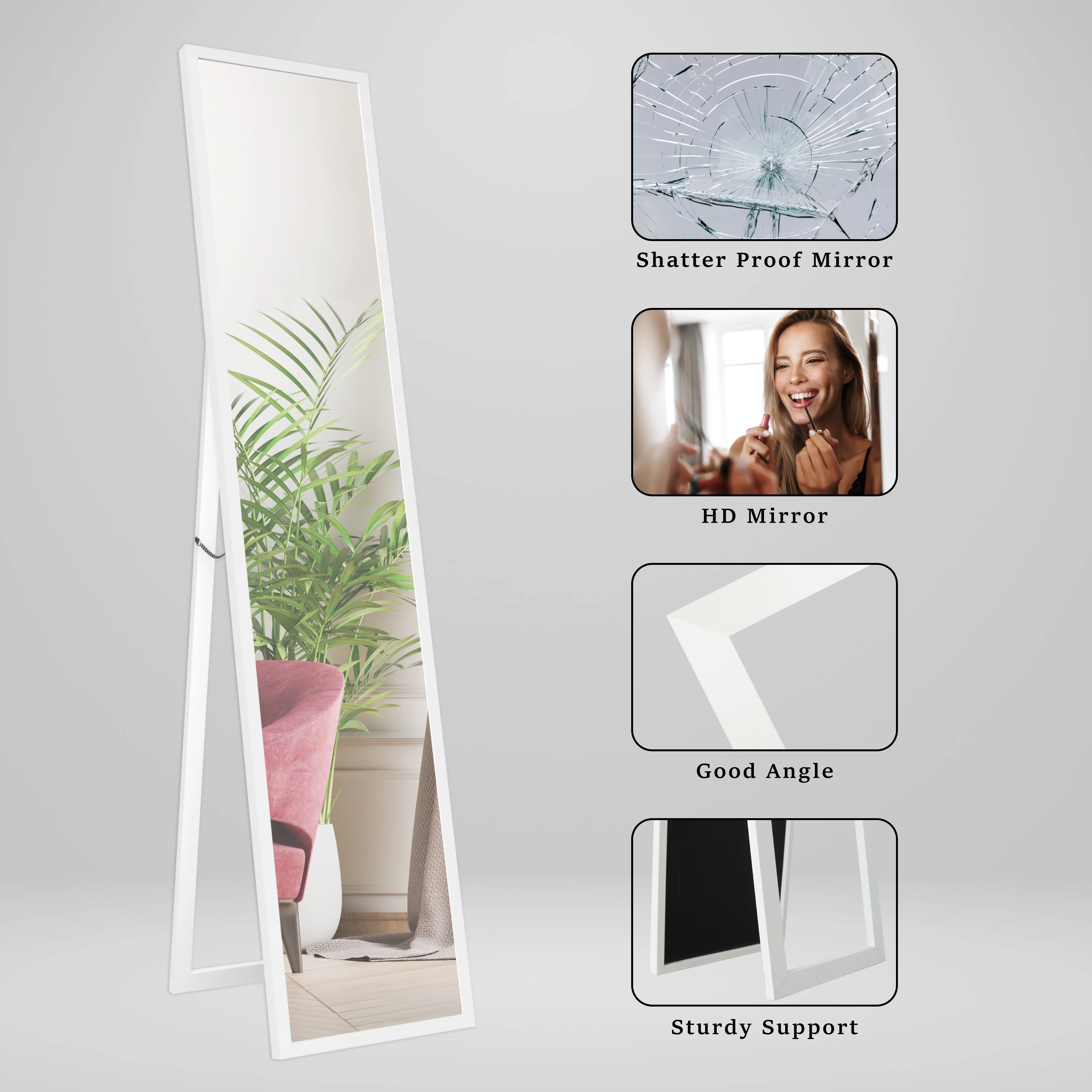 Customize Full Length MDF Floor Mirror Espejos Stand Floor Full Length Body Dressing Espejos Mirror for living room