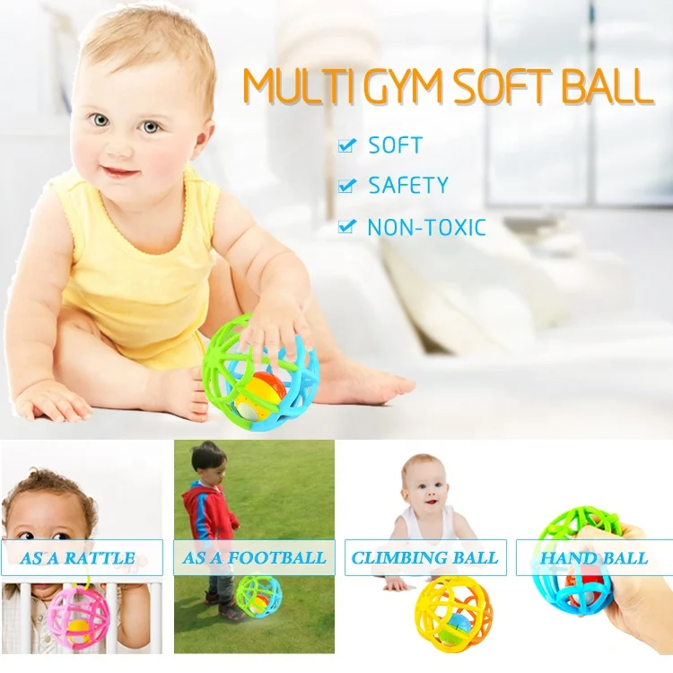 Eco-Friendly Soft Custom Music Educational Toy Baby Flash Rattle Ball