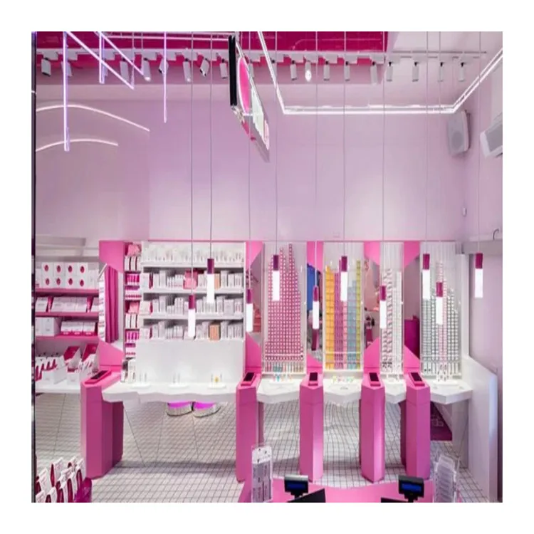 Fine Design Modern Cosmetic Shop Design Display Showcase Display Cabinet Cosmetic Boutique Design