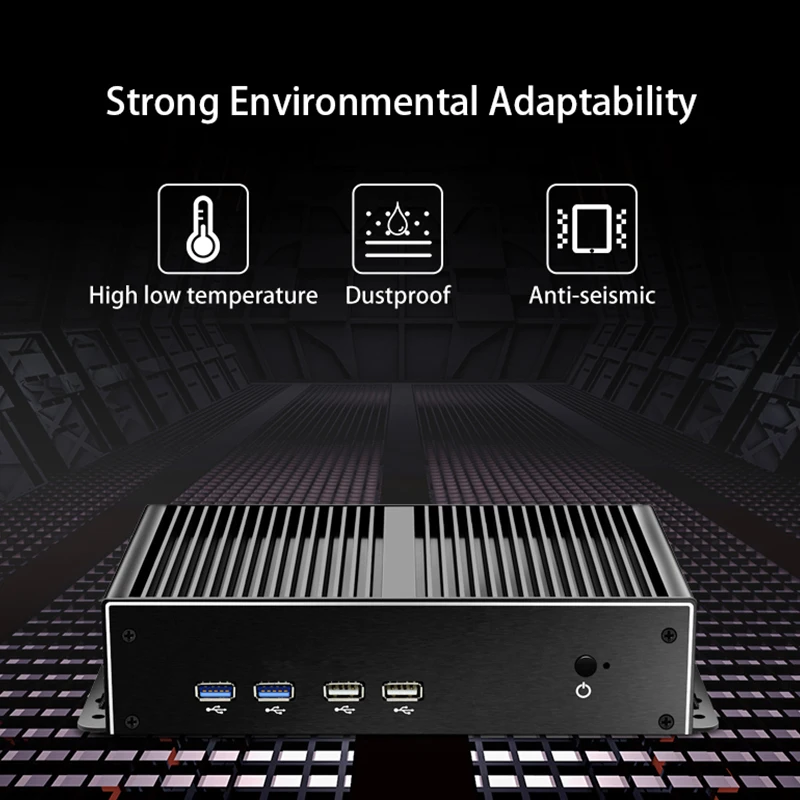 HelorPC Hot Sale Pen-tium 3805U Dual Gigabit Ethernet  RS232 6USB  Linux Barebone Fanless Industrial Computer Mini Desktop PC