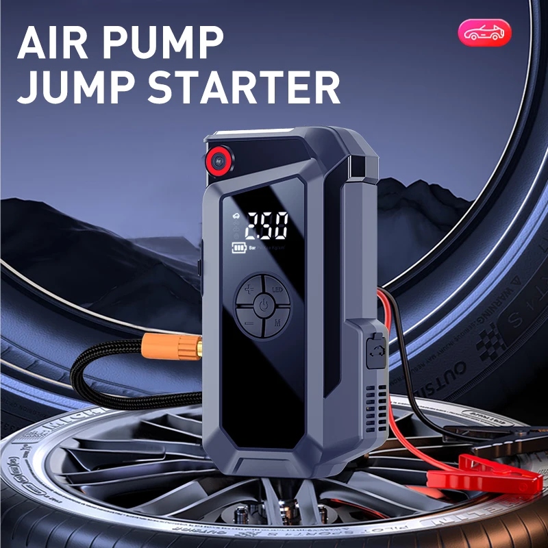 All-In-One Jump Starter Kit: 12V/24V, Air Compressor, USB Ports