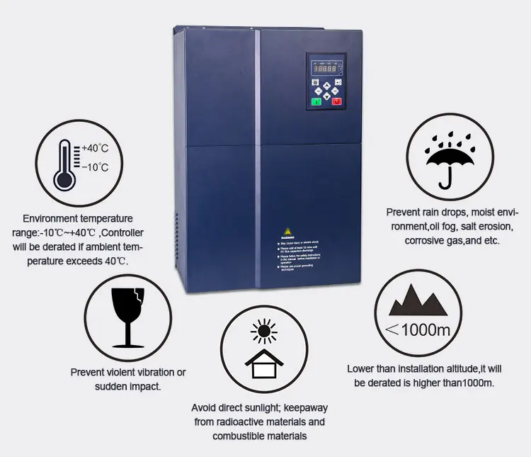 0.75kw 380V Pure Sine Wave Off Grid Dc To Ac Hybrid Solar Power Pump Inverter Without Battery