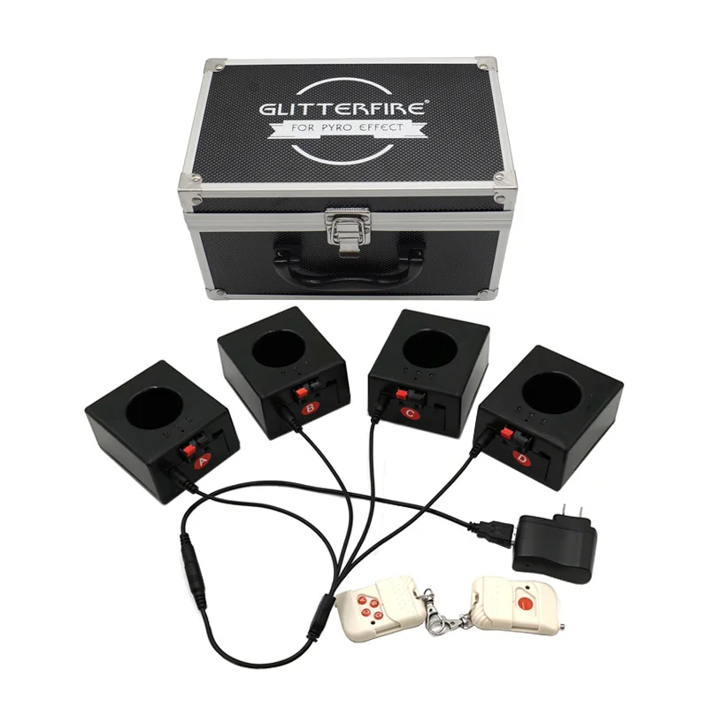 BD04 4 Cues cold pyro fireworks machine rechargeable wireless remote control stage fountain fireworks firing system for wedding