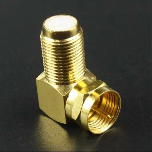 Gold Plating Right Angle F Male to F Female Adapter With Brass Shell