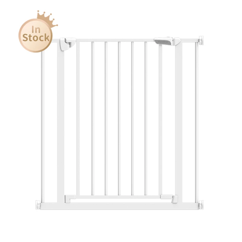 Chocchick ready to ship Metal Indoor Patio Pet Dog retractable black safety use stair barrier baby gate extra wide 108 inches