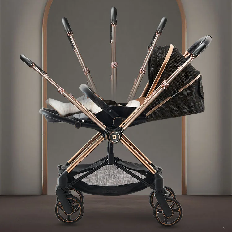 Luxury Baby Stroller High View Baby Pram Carrier Sale 2 in 1 Leather Custom OEM Customized Frame Logo