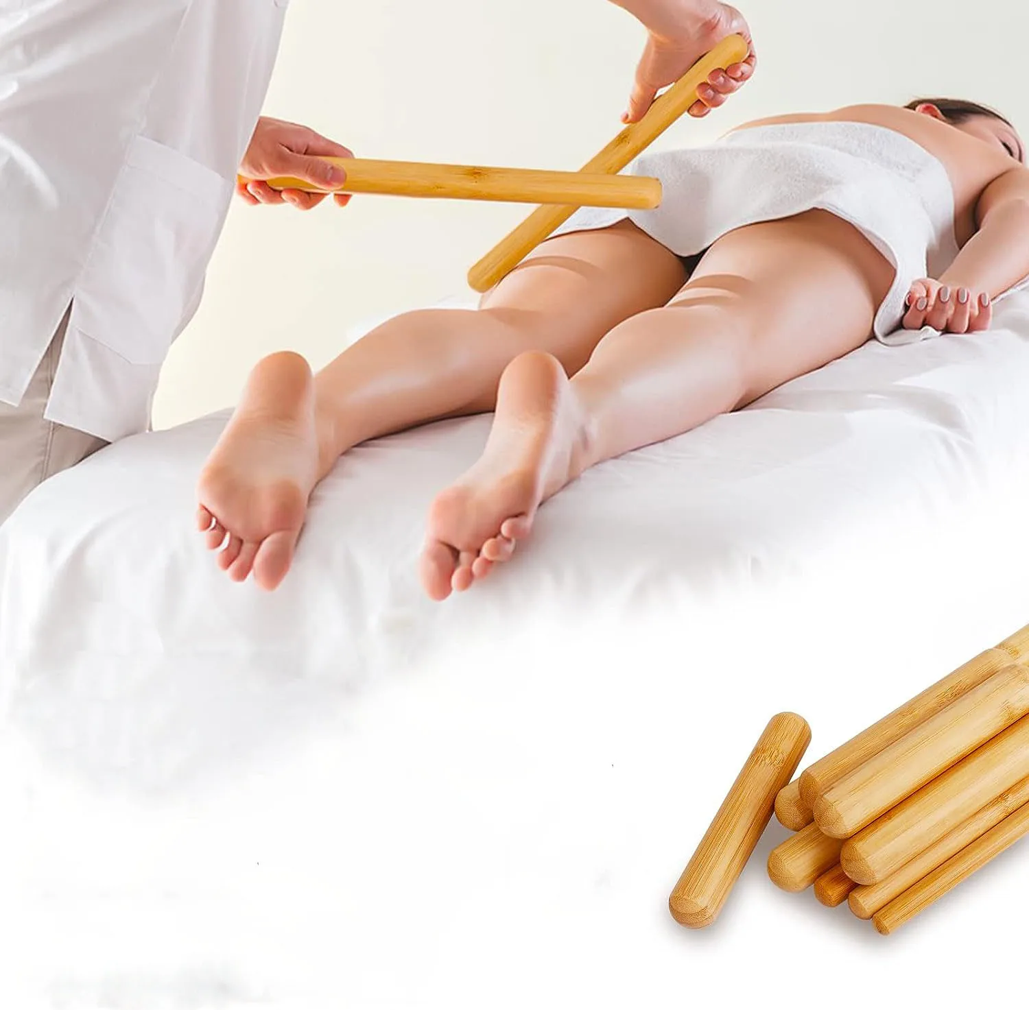 Wood Bamboo Massage Stick Sets for Body Bamboo Guasha Massage Roller Stick