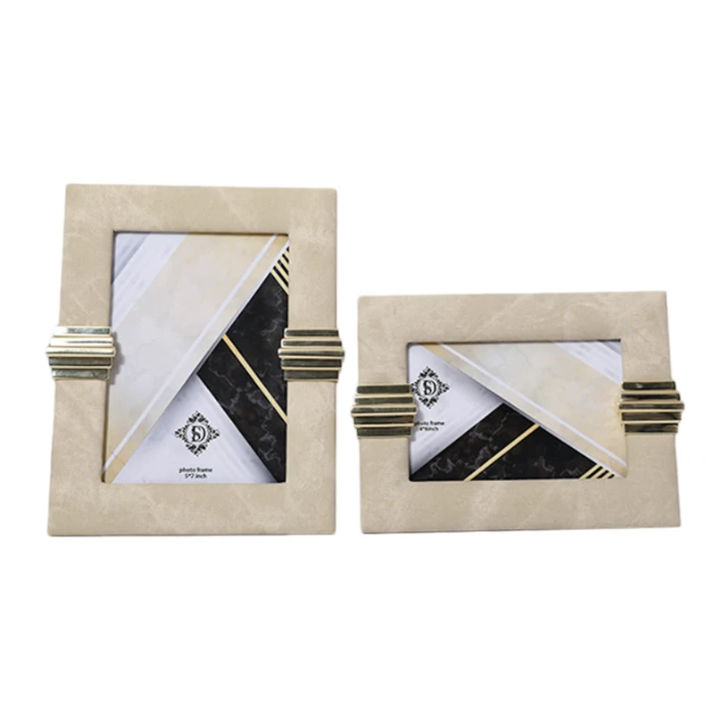 
European modern minimalist living room bedroom leather model room light luxury photo frame photo frame set 6 inch 7 inch desktop 