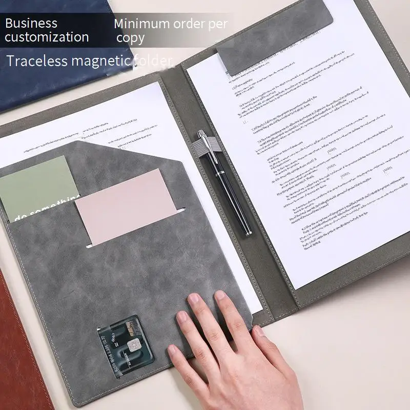 Настраиваемый A4 PU кожаная папка магнитная многофункциональная раскладушка для встреч поставщик