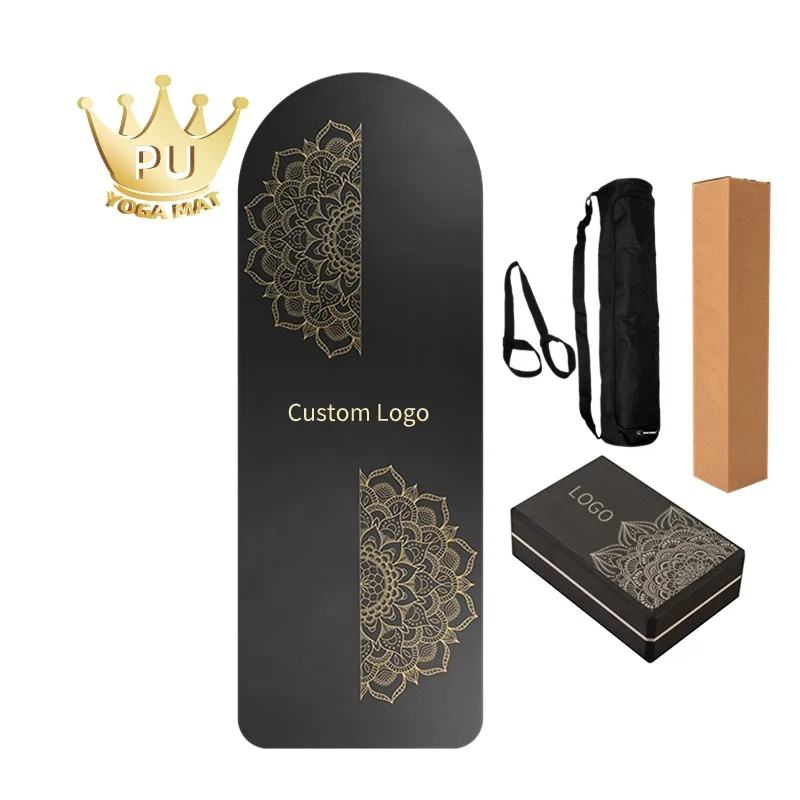 Design Print Curvy Exercise Logo Custom Trendy Breathable Eco-friendly Equipment Set Block Strap Natural Rubber Pu Yoga Mat