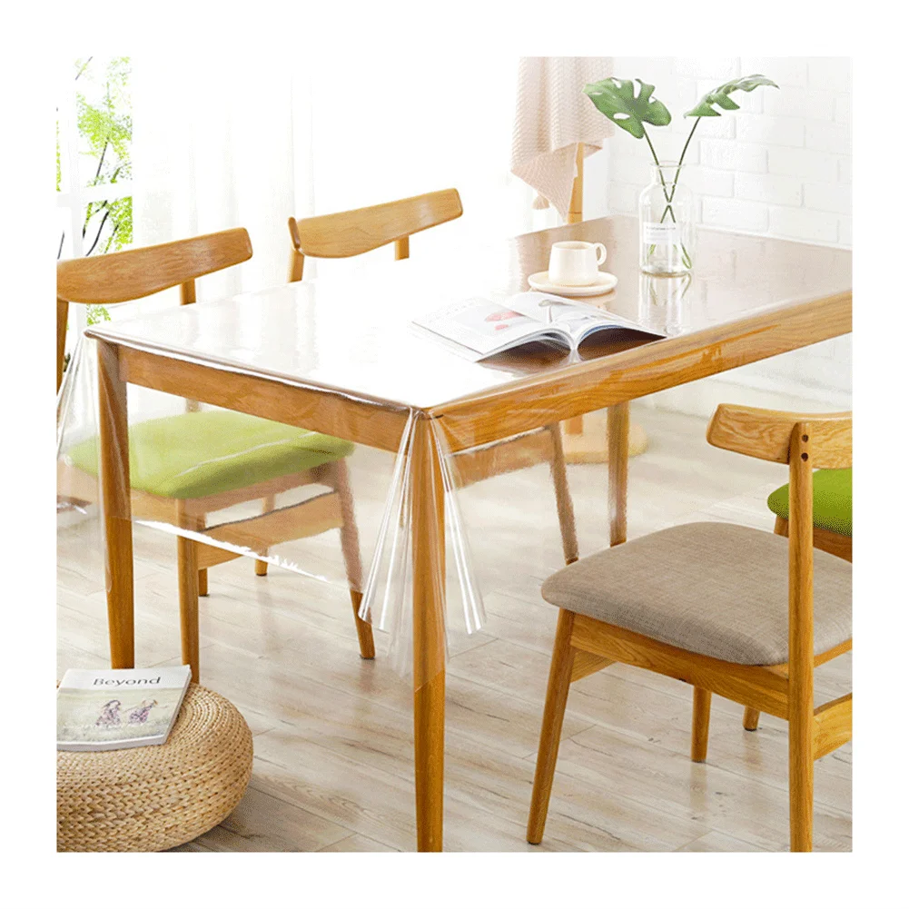 Factory Custom Clear Vinyl Tablecloth Protector Waterproof/Oil-Proof Plastic Rectangle Transparent Sheet Table Cover