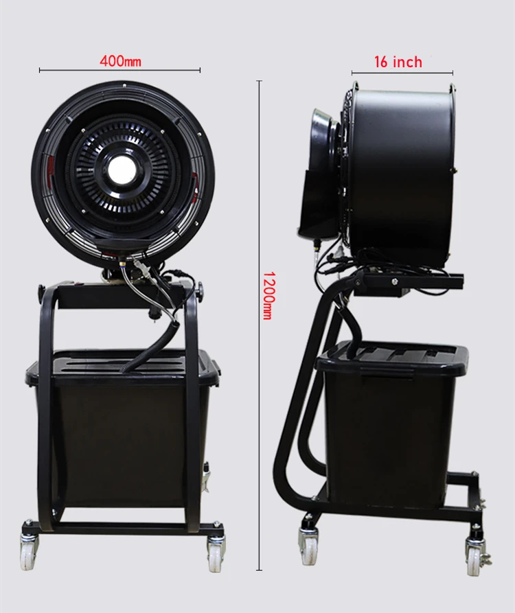 Factory wholesale summer  Black Industrial water mist fan Copper 16 inch air axial fan mist spray water air cooling fan PL