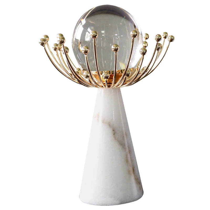 
Light Luxury Glass Crystal Ball Marble Base Metal Crafts Room Decoration Accessories Desktop Small Ornaments 