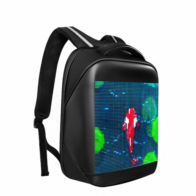 Full Color Display LED Backpack Dynamic Advertising Shoulders Bag Motorcycle Backpack APP Control Smart Bag Trendy Backpacks