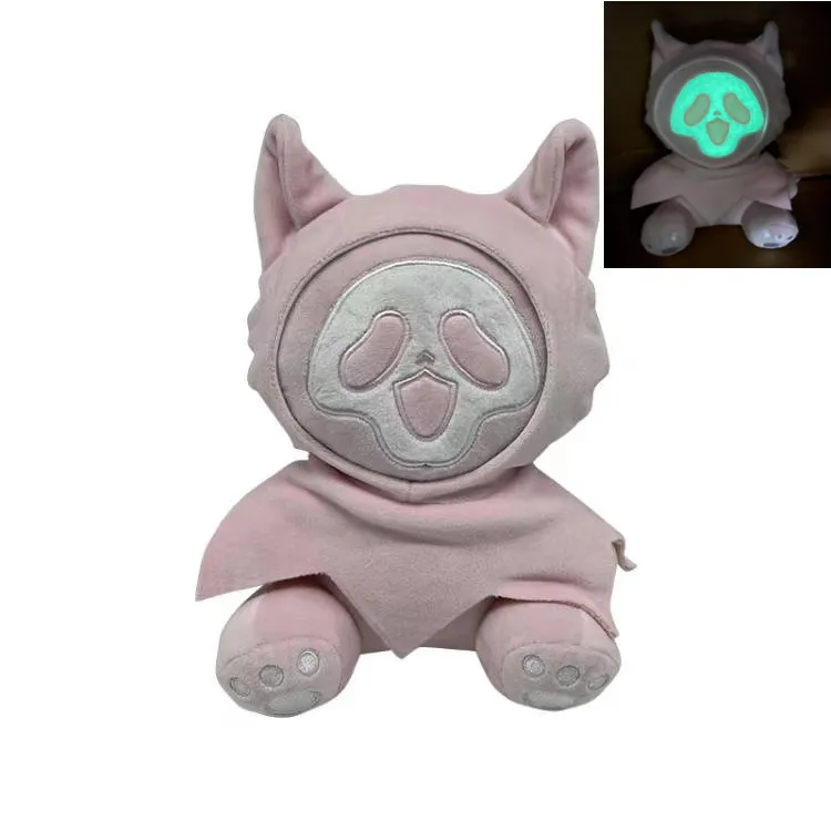 Halloween New Scary ghostcat face QC hell Death Glow cat Plush Toy for Scream and gifts