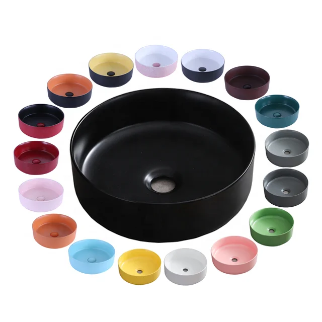 Matt Color Round Ceramic bathroom sinks wash basin