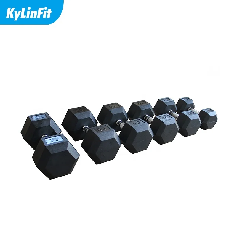 Тяжелая Тренировка Тяжелая лифтинг чугунный шестигранный гантель с резиновым покрытием