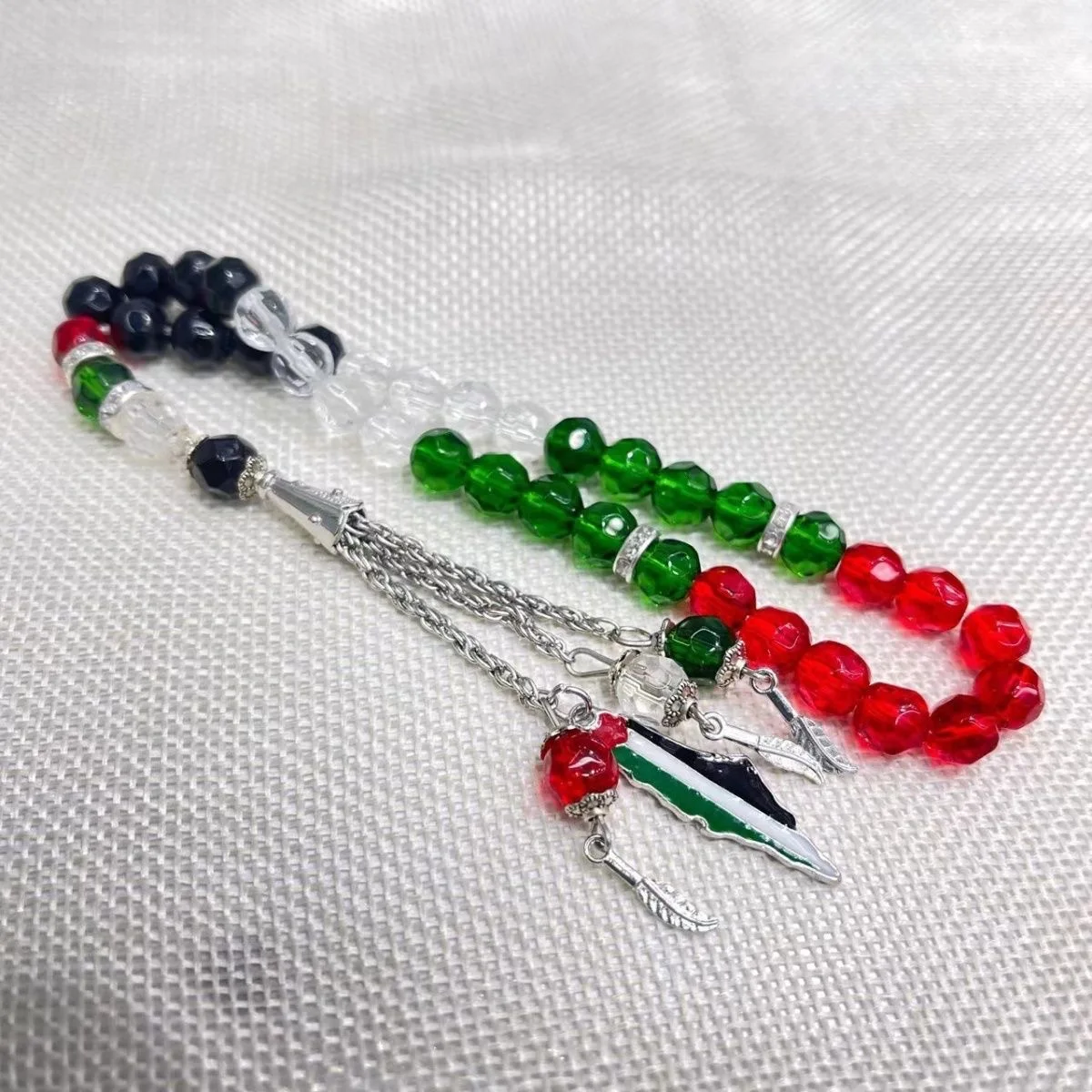 2024 New Crystal Rosary 33 Thysbi Haser Muslim rosary beads red green white and black Fashion rosary beads