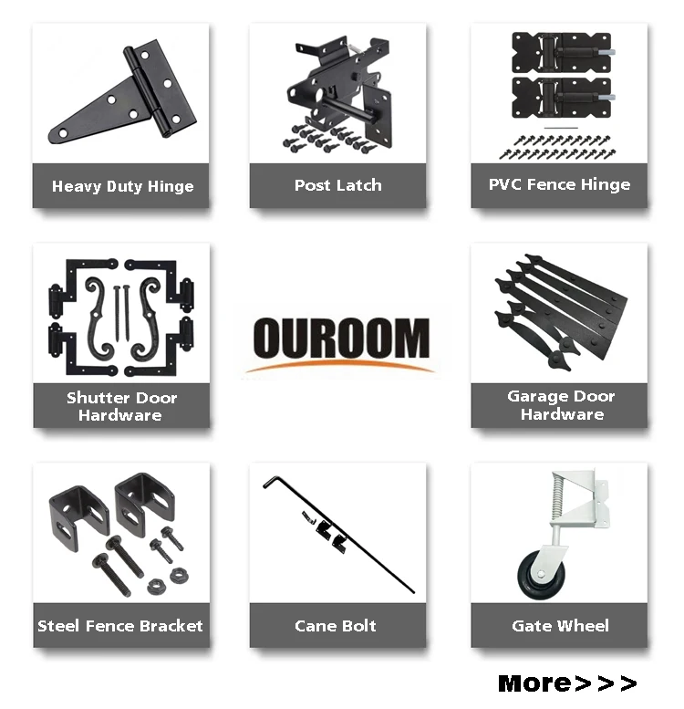 Black Decorative Wood Fence Gate Kit Stainless Steel Garden Fence Accessories Fence Hardware