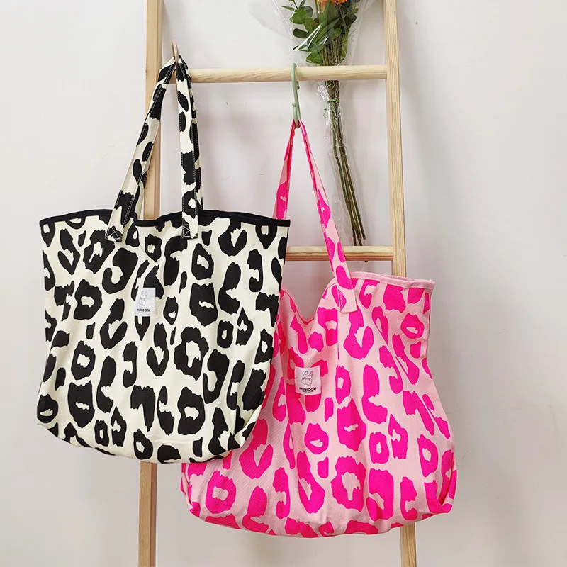 Personalized Fashion Travel Bag Leopard Tote Woman Pink Large Capacity Custom Tote Bag
