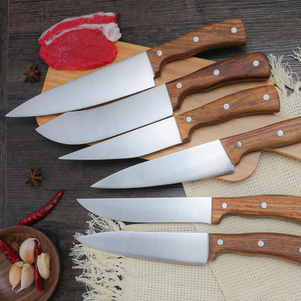 Xingye Sharp Full Tang Handmade Wooden Handle 5cr15 Stainless Steel Chef Knife Fruit Cleaver Kitchen Knives With Gift Boxes