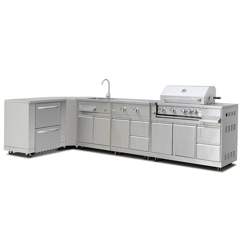 Hyxion outdoor kitchen 7pc with pizza oven BBQ grill