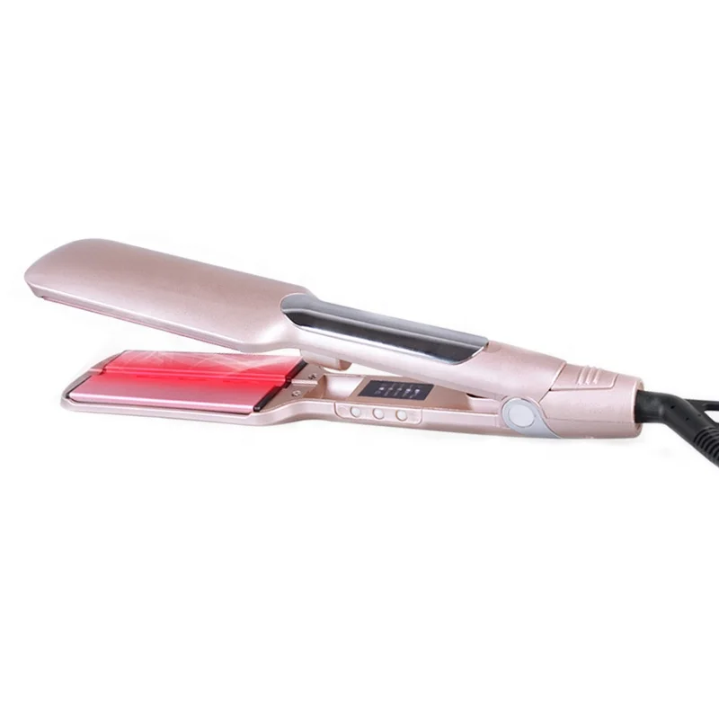 Factory Hot Selling Wholesale Salon Widen Panel Ceramic Titanium Hair Straightener Flat Iron Infrared In Hair Straightener Pink