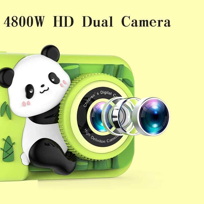 MJF 2024 New Carton Panda Limited Edition Chinese Souvenir 48MP HD Dual Video Record Mini Digital Kids Camera for Student Q8