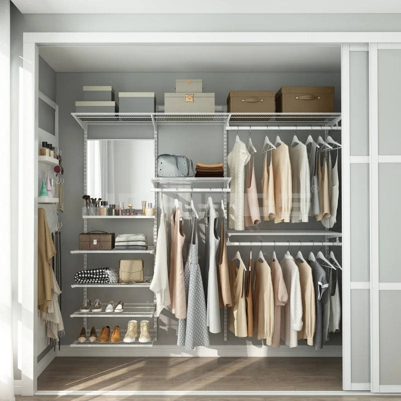 Checkroom Bathroom Black Walk In Closet Shelves Modern Villa Walk In Closet