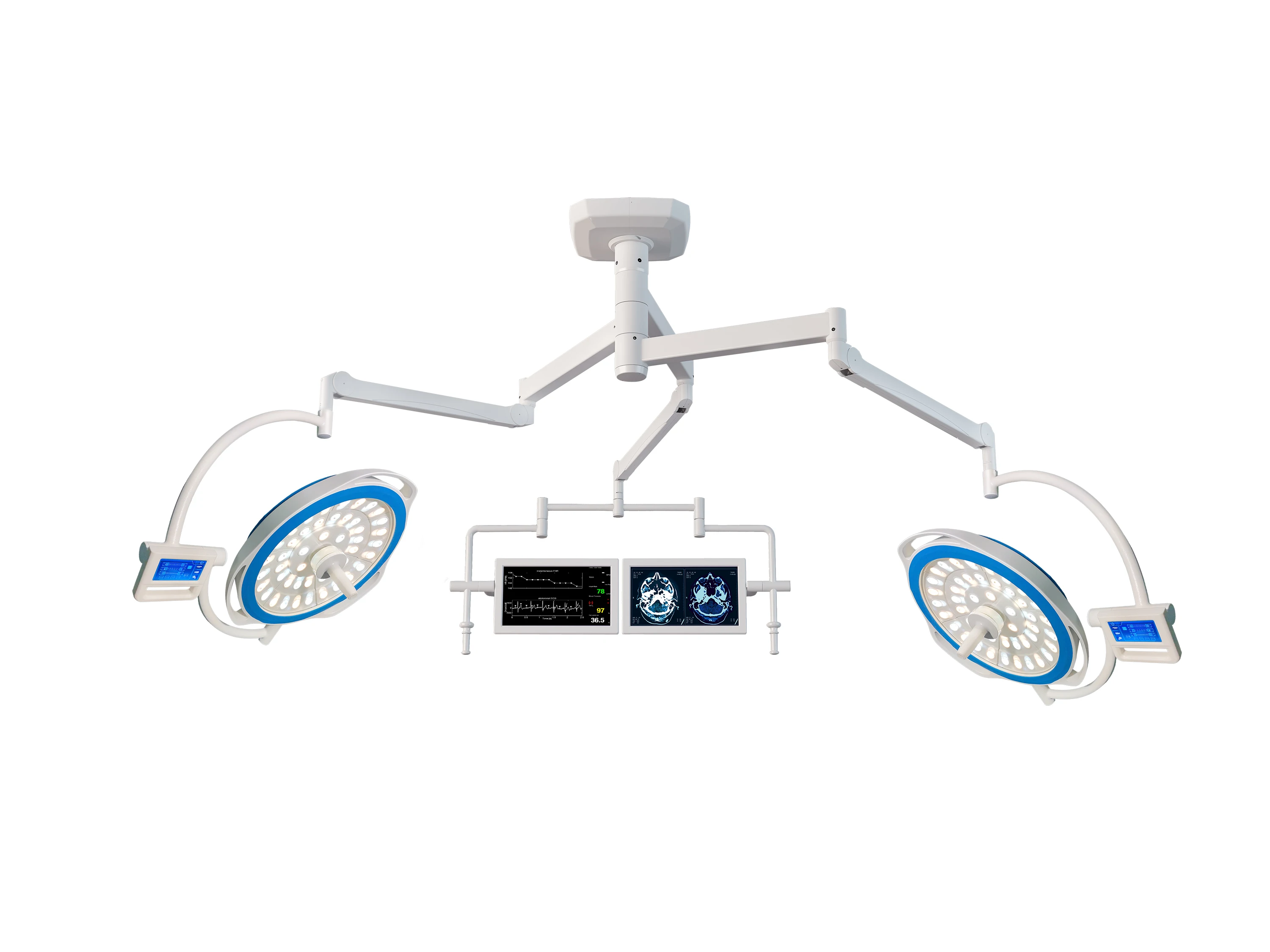 Double Heads Ceiling Led Theatre Operation Shadowless Medical Cold Light Surgery Lamp with camera system