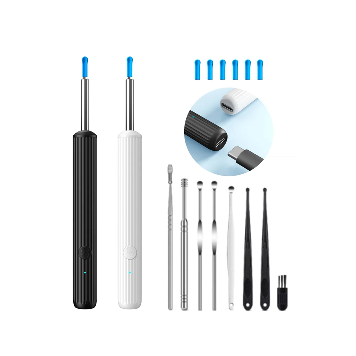 B - Trending hot sale electric visual luminous earwax cleaning tool visual earwax ear cleaning stick with camera