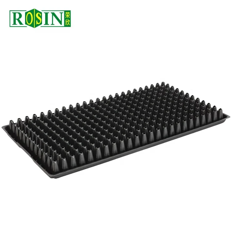 Customized seedling tray 288 Cells Polystyrene Black PS Plastic Nursery Seed Starter Tray  Mold With Dome