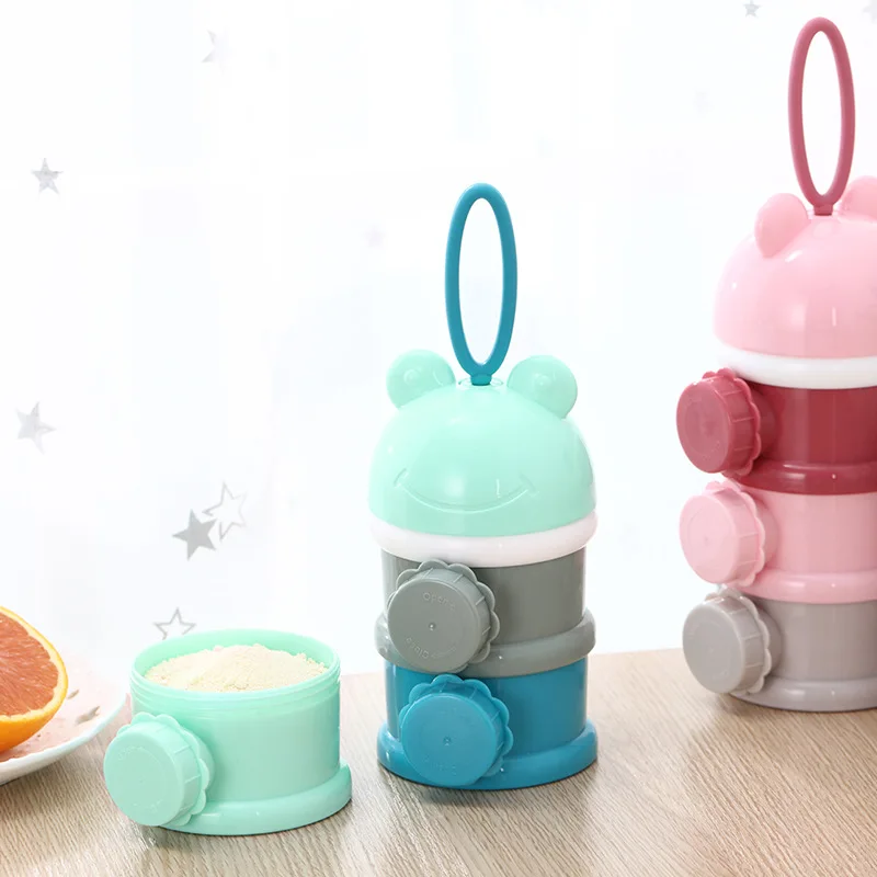 New portable infant feeding formula dispense 3 grid practical box food milk powder container