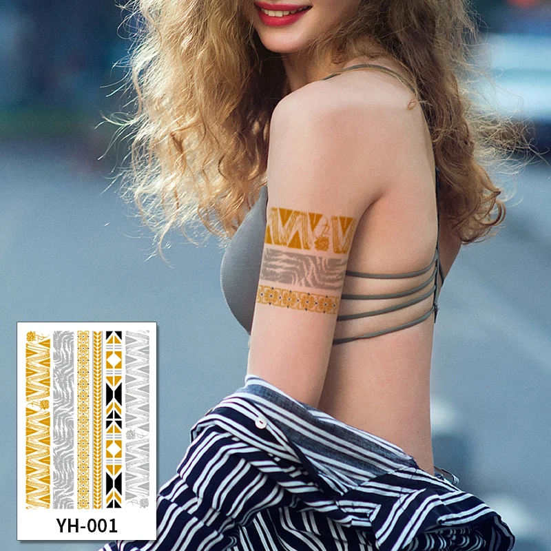 New beauty designs gold body sticker long lasting waterproof temporary sticker tattoo
