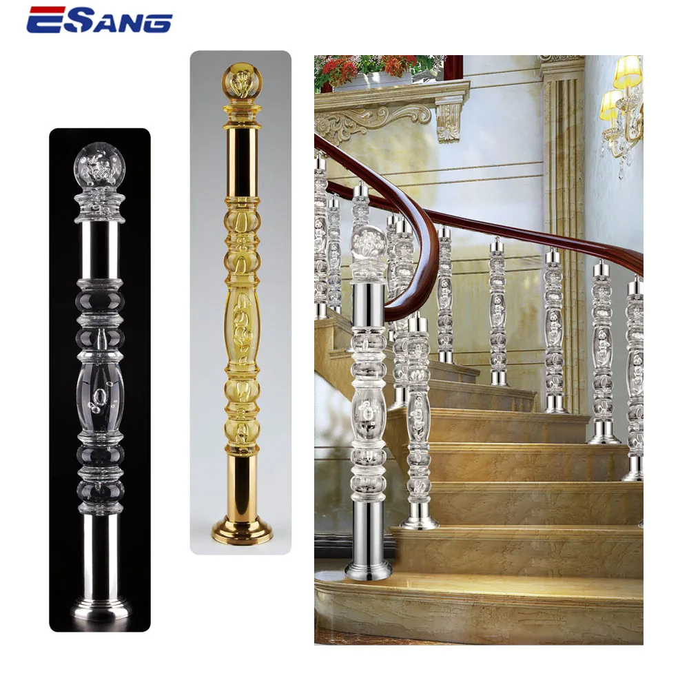 ESANG Indoor Stair Handrail Post Transparent Crystal Stair Railing Acrylic Balustrades