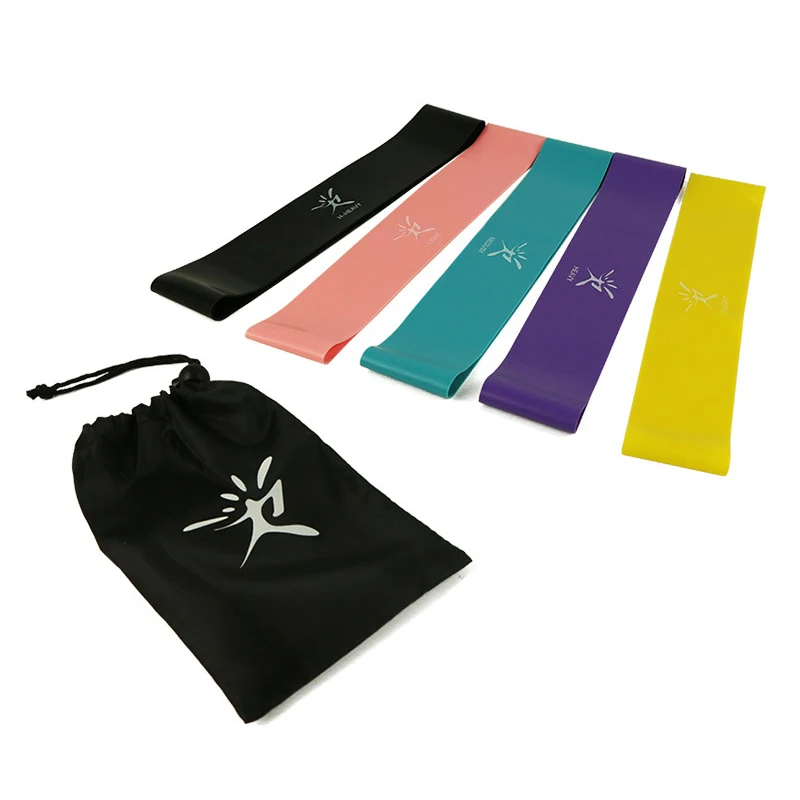 Логотип на заказ Фитнес упражнения пять цветов эластичные бодиластики Пилатес Резистентные ленты с сумкой
