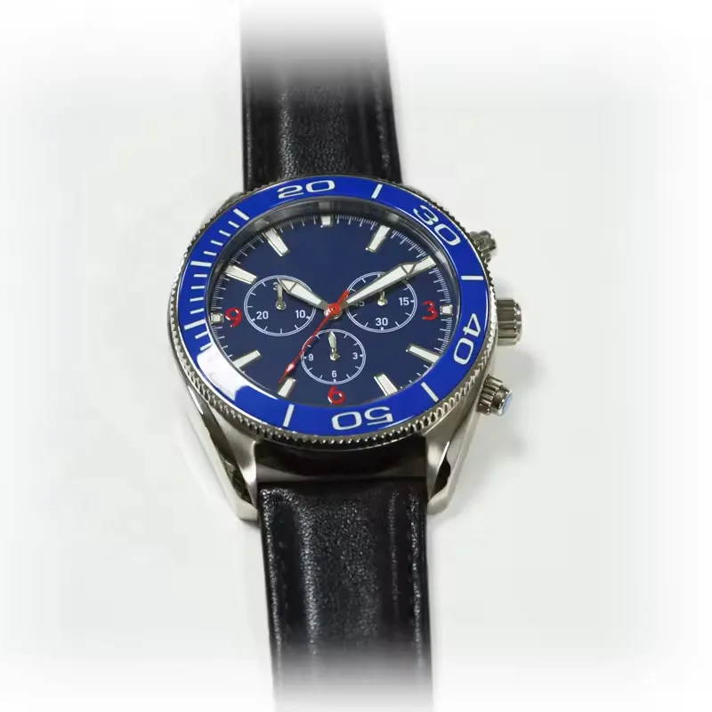 44mm luxury 5atm chronograph quartz mechanical movement watch rotating ceramic insert men watch for sale