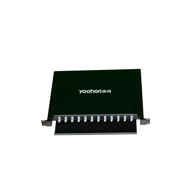 ODF Patch Panel Rack Mounted Sliding Type 1u 12 Port Fiber Patch Panel FC Upc Quad Fully Loaded 96 Core ODF