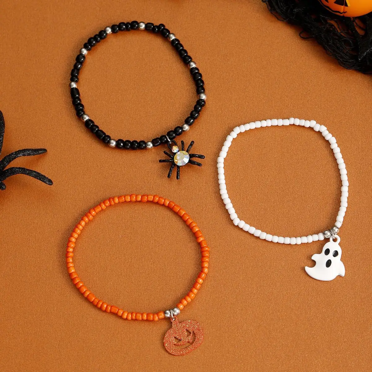 Wholesale Halloween Bracelet Combination Dark Funny Spider Ghost Pumpkin Beaded Bracelet